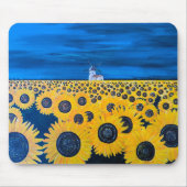 Sonnenblumenfeld-Gemälde von Alfred Fox Mousepad (Vorne)