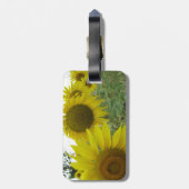 Sonnenblumenfeld Gepäckanhänger mit Ledergurt (Rückseite vertikal)