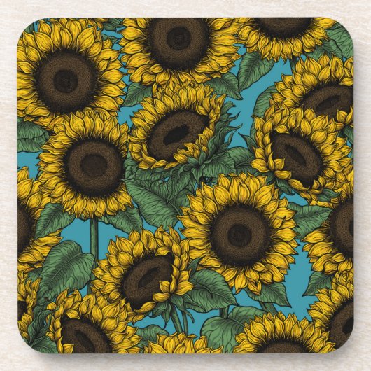 Sonnenblumenfeld Getränkeuntersetzer (Vorderseite)