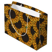 Sonnenblumenfeld große Tasche Geschenktüte (Rückseite Schrägansicht)