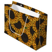 Sonnenblumenfeld große Tasche Geschenktüte (Vorderseite Schrägansicht)