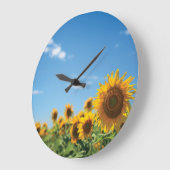 Sonnenblumenfeld Große Wanduhr (Winkel)