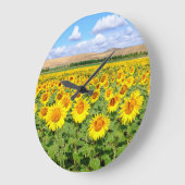 Sonnenblumenfeld Große Wanduhr (Winkel)