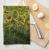 Sonnenblumenfeld im Abend Geschirrtuch (Viertel Falte)
