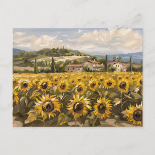Sonnenblumenfeld-Impressionist Malerei Postkarte