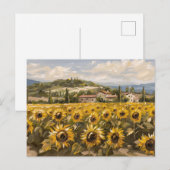 Sonnenblumenfeld-Impressionist Malerei Postkarte (Vorne/Hinten)