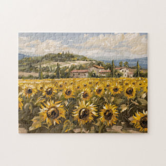 Sonnenblumenfeld-Impressionist Malerei Puzzle