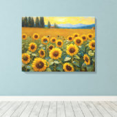 Sonnenblumenfeld in der Landmalerei Leinwanddruck (Insitu (Holzboden))
