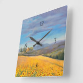 Sonnenblumenfeld in der Toskana Quadratische Wanduhr (Winkel)