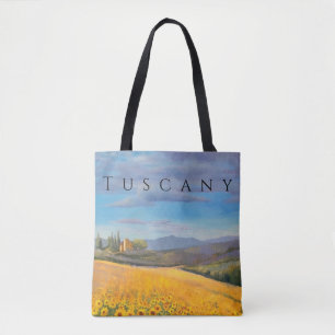 Sonnenblumenfeld in der Toskana Tasche