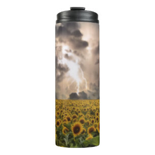 Sonnenblumenfeld in einem Sturmwärmer Thermosbecher