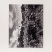 Sonnenblumenfeld in Schwarz und Weiß Puzzle (Vertikal)