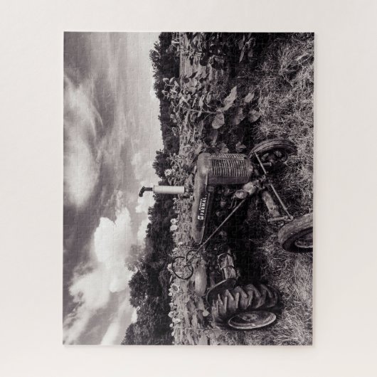 Sonnenblumenfeld in Schwarz und Weiß Puzzle (Vertikal)