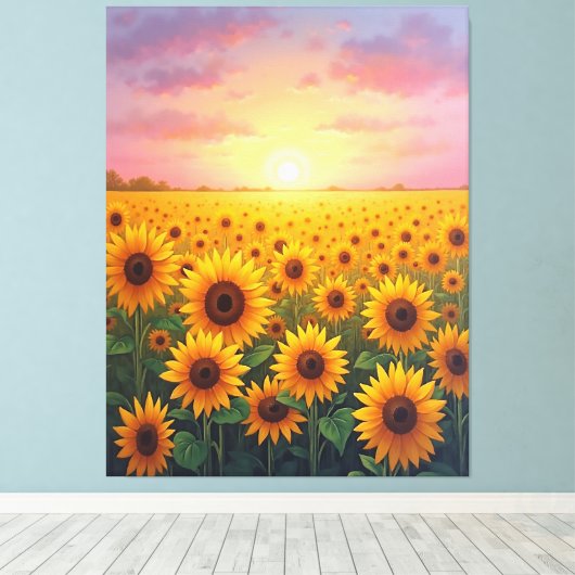 Sonnenblumenfeld Leinwanddruck (Insitu (Holzboden))
