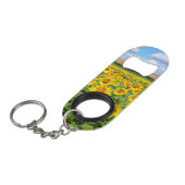 Sonnenblumenfeld Mini Flaschenöffner (Vorderseite Schrägansicht)