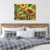 Sonnenblumenfeld mit blauem Hintergrund Leinwanddruck (Insitu (Schlafzimmer))