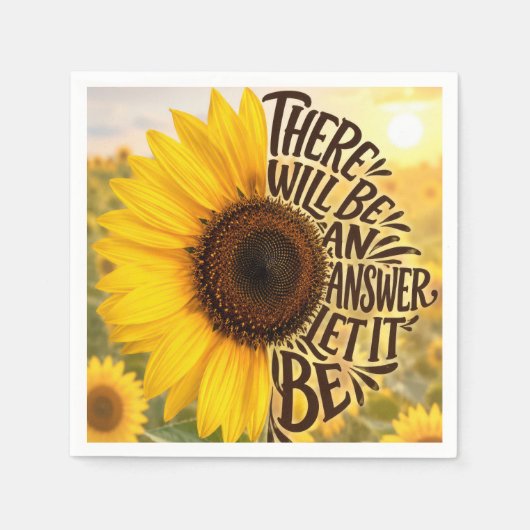 Sonnenblumenfeld mit inspirierendem Zitat Serviette (Vorderseite)