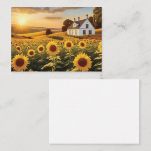 Sonnenblumenfeld Mitteilungskarte (Vorne/Hinten)