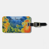 Sonnenblumenfeld-Monogramm Gepäckanhänger (Vorderseite horizontal)