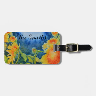Sonnenblumenfeld-Monogramm Gepäckanhänger