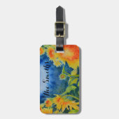 Sonnenblumenfeld-Monogramm Gepäckanhänger (Vorderseite vertikal)