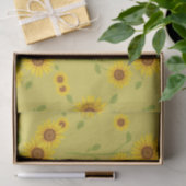 Sonnenblumenfeld-Muster Rustikal Olivgrün Seidenpapier (Geschenk)