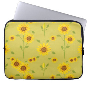 Sonnenblumenfeld Muster Rustikales Olivgrün Laptopschutzhülle