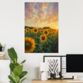 Sonnenblumenfeld Poster (Heimbüro)