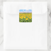 Sonnenblumenfeld Quadratischer Aufkleber (Tasche)