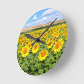 Sonnenblumenfeld Runde Wanduhr (Winkel)