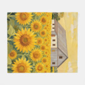 Sonnenblumenfeld Rustikale Scheunenlandschaft Fleecedecke (Vorderseite (Horizontal))