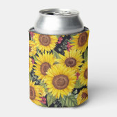 Sonnenblumenfeld: schwarzer Hintergrund Dosenkühler (Kanne Vorderseite)