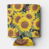 Sonnenblumenfeld: schwarzer Hintergrund Dosenkühler (Rückseite)