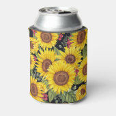 Sonnenblumenfeld: schwarzer Hintergrund Dosenkühler (Kanne Rückseite)