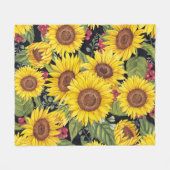 Sonnenblumenfeld: schwarzer Hintergrund Fleecedecke (Vorderseite (Horizontal))