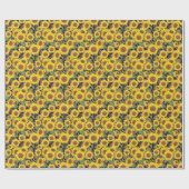 Sonnenblumenfeld: schwarzer Hintergrund Geschenkpapier (Flach)