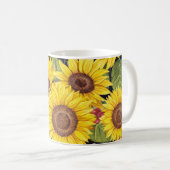 Sonnenblumenfeld: schwarzer Hintergrund Kaffeetasse (VorderseiteRechts)