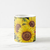 Sonnenblumenfeld: schwarzer Hintergrund Kaffeetasse (Mittel)