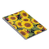 Sonnenblumenfeld: schwarzer Hintergrund Notizblock (Rechte Seite)