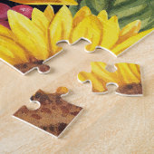 Sonnenblumenfeld: schwarzer Hintergrund Puzzle (Seite)