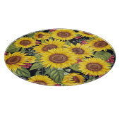 Sonnenblumenfeld: schwarzer Hintergrund Schneidebrett (Ecke)