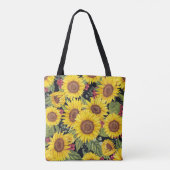 Sonnenblumenfeld: schwarzer Hintergrund Tasche (Rückseite)