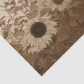 Sonnenblumenfeld Sepia Vintage Kunst Seidenpapier (Ausschnitt)