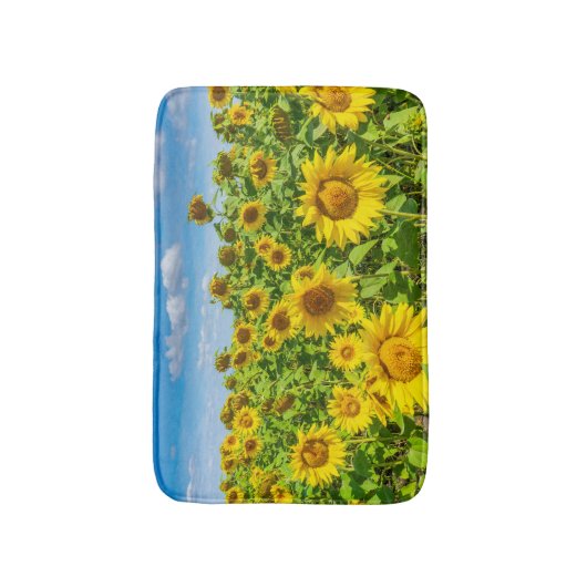 Sonnenblumenfeld, Sommersonntag. Badematte (Vorderseite Vertikal)