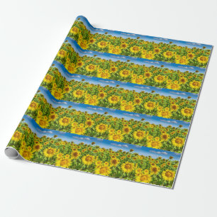 Sonnenblumenfeld, Sommersonntag. Geschenkpapier