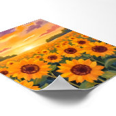Sonnenblumenfeld Sonnenuntergang Landschaftsmalere Poster (Ecke)