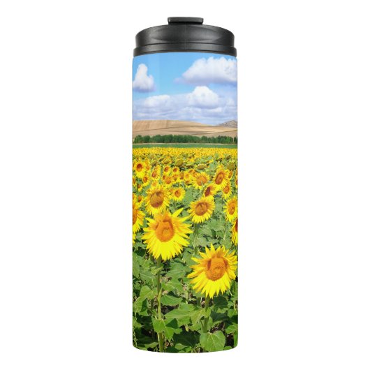 Sonnenblumenfeld Thermosbecher (Vorderseite)