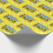 Sonnenblumenfeld und Polka-Punkte Geschenkpapier (Ecke)