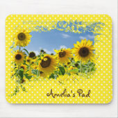 Sonnenblumenfeld und Polka-Punkte Mousepad (Vorne)