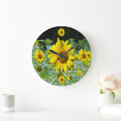 Sonnenblumenfeld- und Sonnenblumenwall-Uhr Große Wanduhr (Zuhause)